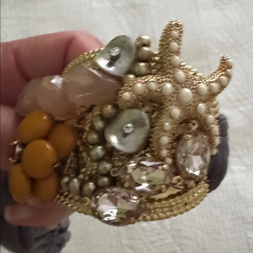 Anthropologie Starfish Embellished Bracelet. Unique piece w/ grey ties